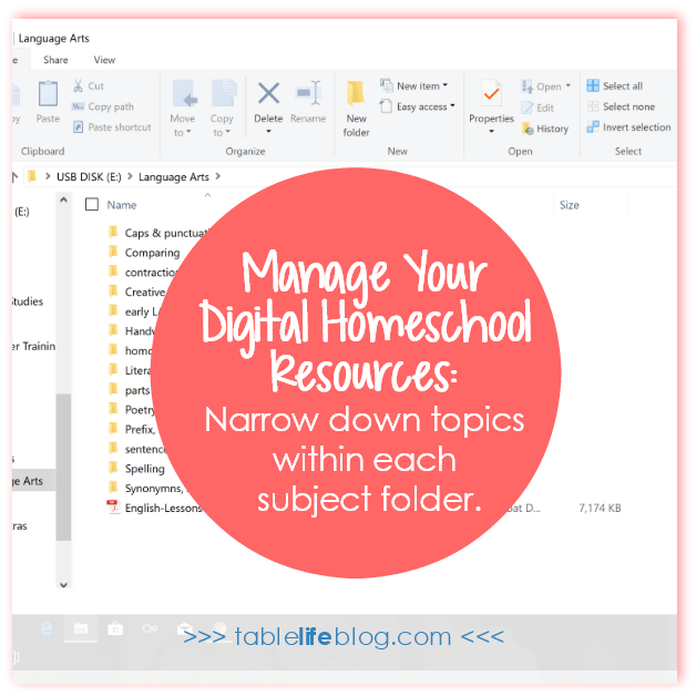 7 Practical Tips for Organizing Your Digital Homeschool Resources - Narrow down within each folder
