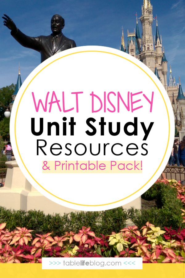 Walt Disney Unit Study Resources and FREE printable pack ~ Planning a trip to Walt Disney World or curious about the man behind all-things Disney? Dive in to the life and imagination of Walt Disney through these unit study resources.