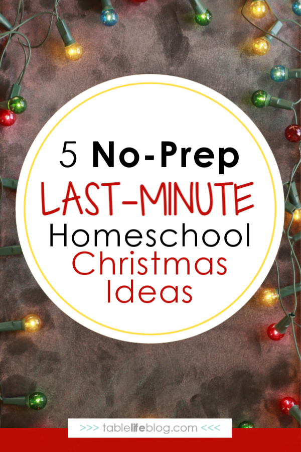 Need some last-minute help incorporating Christmas into your homeschool plans? Here are five easy, no-prep needed, last-minute homeschool Christmas ideas.
