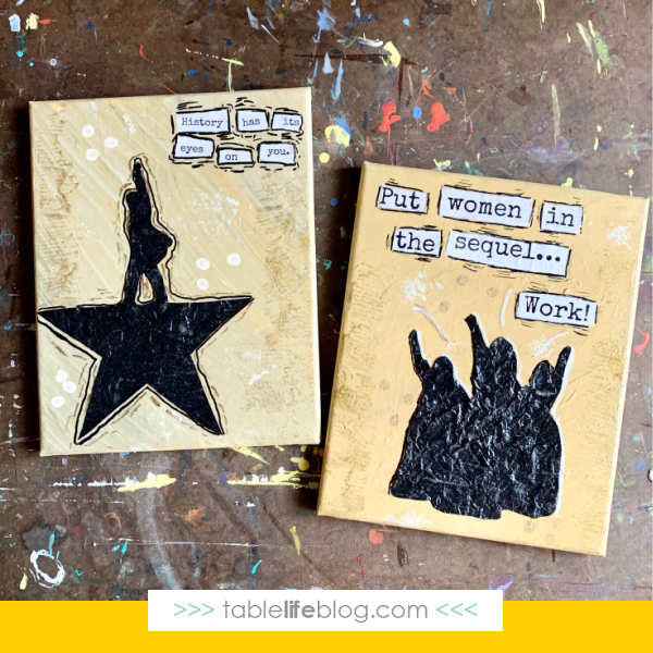 Want to share the inspiring messages from Hamilton with your kids? We've to a fun mixed media Hamilton art tutorial for you to enjoy together!